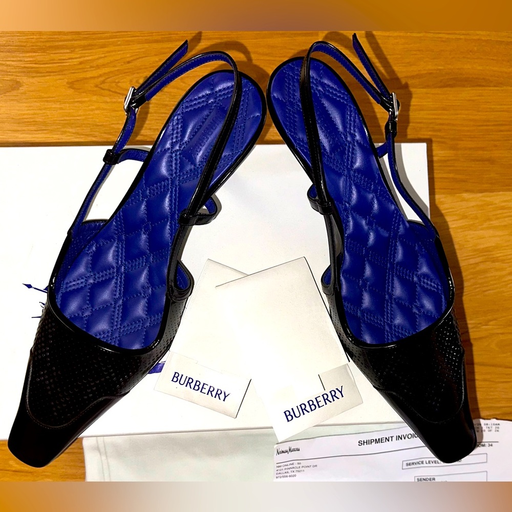 Brand New Burberry Chisel Sling Back Calf Heal Shoe SZ 9.5